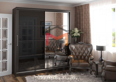 Танго-2 Шкаф-купе 1,5 (1500*2200*600мм), Венге/Зерк/лакобель чёрный