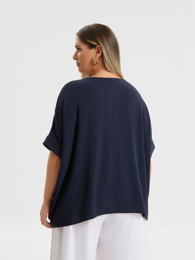 Топ синий с круговым вырезом