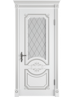 VFD. MILANA 3D/ POLAR PS/ ART CLOUD. МИЛАНА 3D/ БЕЛАЯ ЭМАЛЬ-ПАТИНА СЕРЕБРО. ПОЛОТНО ОСТЕКЛЕННОЕ