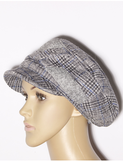 Екатеринбург. Шапка драп "Клетка комбинированная"11416 серо-голубая, серая