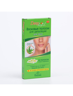 Восковые полоски для депиляции лица Deep Depil, с алоэ вера, 20 шт.