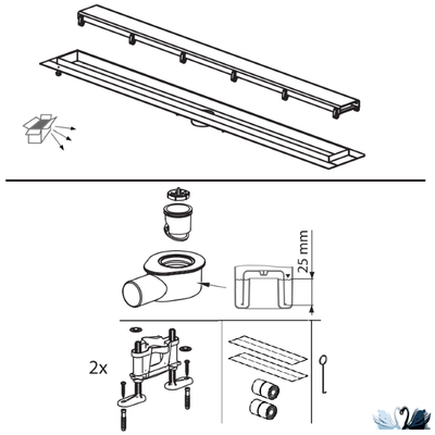 Душевой лоток Alcadrain APZ13-DOUBLE9-750 Fit and Go в комплекте с решеткой