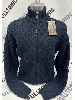 Мужской свитер однотонный с горлом темно синий