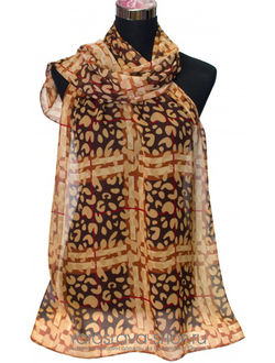 20164-7. Шифоновый шарф в коричнево-бежевых оттенках.