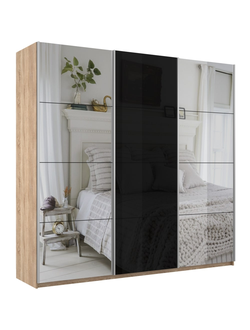 Шкаф-купе Прайм 3-х дверный (Зеркало, Черное стекло)