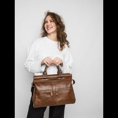 Кожаный саквояж Monvalle Premium brown (арт. 4046-63)