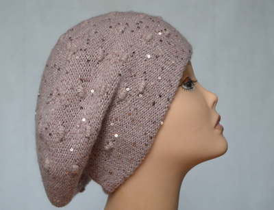 Вязаный берет розового цвета для женщин Италия Vizio купить фото головных уборов Визио