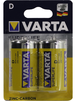 Батарейка D солевая VARTA SUPERLIFE 2020-2 1.5V 2 шт