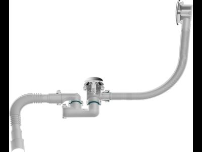Сифон для ванны 1 1/2" х 40 регулир.,клик-клак перелив автомат,широкий грибок,хром,V512-18-MR [53915
