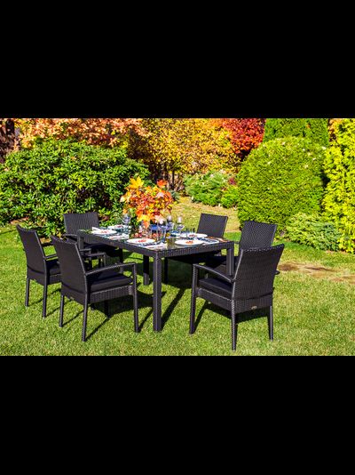 Комплект столовой мебели  MILANO черного цвета на 6 персон