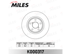Диск тормозной SUBARU FORESTER 03-/IMPREZA 94-/LEGACY 03- передний вент. Miles K000317 (2шт)