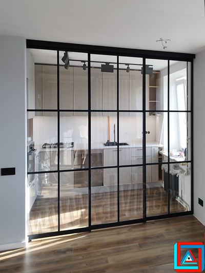 Перегородка-телескоп КАСКАД из 3-х створок вне створа проема