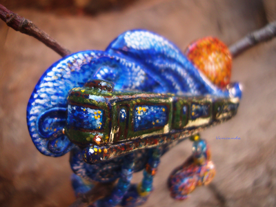 Волшебная брошь в стиле Ван Гога "Звёздный рейс. Поезд Сумерки-Заря"