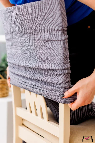 Чехол на стул Жаккард Волна Пепельный. Россия