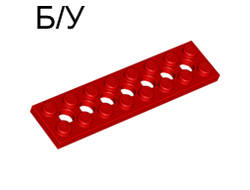 ! Б/У - Technic, Plate 2 x 8 with 7 Holes, Red (3738 / 373821) - Б/У
