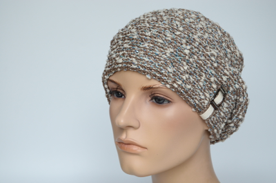 Орехово голубой меланжевый берет женский