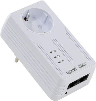 HomePlug AV 500 Мбит/с адаптер с поддержкой IP-TV, 2 порта RJ-45, розетка