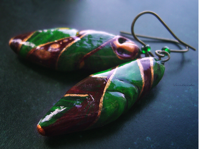 "Шивали, весенняя принцесса", серьги-капли из фарфора