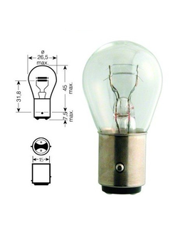 Лампочка стоп-сигнала Hella 8GD002078-121 P21/5W для BRP Can-Am // LYNX/Ski-Doo (аналог BRP 520000758/415129425/410504100/410504000/1A2-84714-41-00/1A2-84714-50-00) (BAY15d)