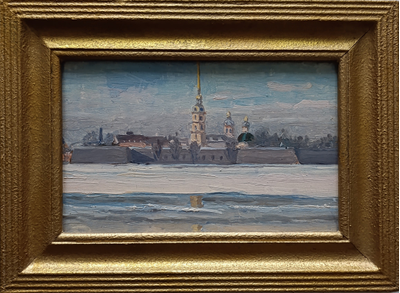 "В апреле" картон масло Чепурко В.А. 1998 год