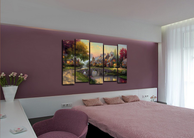 Модульная картина "Сказочный домик в лесу"