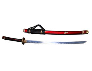 Японский длинный меч тати (красные ножны) - 1/6 Diecast Alloy Samurai ...
