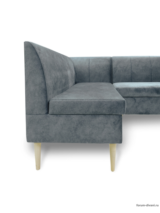 Кухонный Угловой диван "Форум-8Б" Стандартный Велюр, Серый, левый