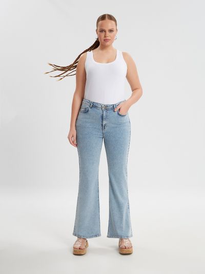 Джинсы клёш голубые