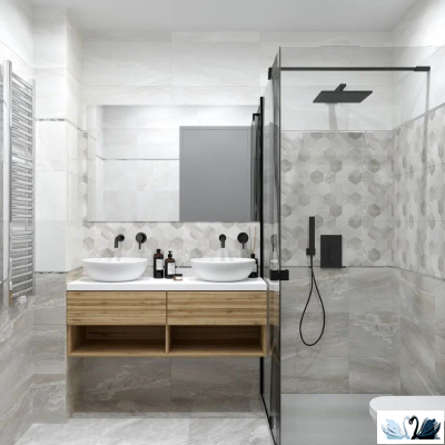Плитка настенная Eurotile Istambul Grey Decor 30 х 60 см под мрамор