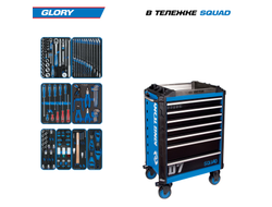 Набор инструментов 152 предмета, "GLORY", в синей тележке KING TONY 9SQ31-152MRV