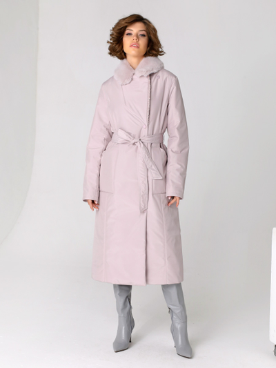 Пальто 23303 серо-розовый