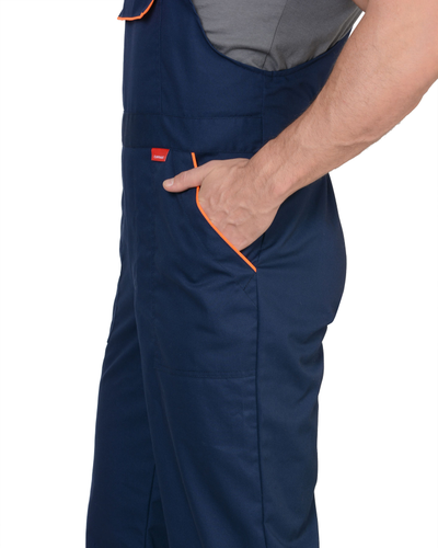 Костюм МАСТЕР летний: куртка, полукомбинезон, темно-синий с оранжевой отделкой