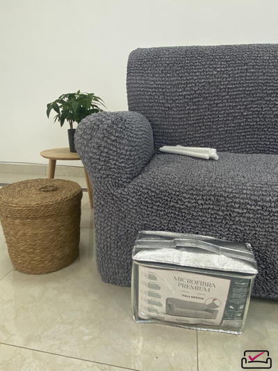 Чехол на 2хм диван Микрофибра Грэй. Защита для мягкой мебели от животных.