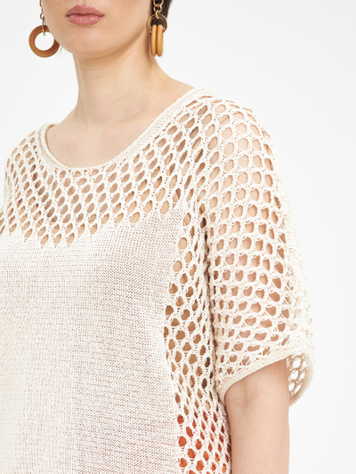 Летний вязанный топ-сетка в черном и терракот цвете