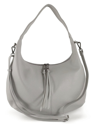 (АРТИКУЛ: 9868/1/5) СУМКА МЕШОК, БОЛЬШАЯ, НАТУРАЛЬНАЯ КОЖА, СВЕТЛО-СЕРАЯ, ЧЕРЕЗ ПЛЕЧО