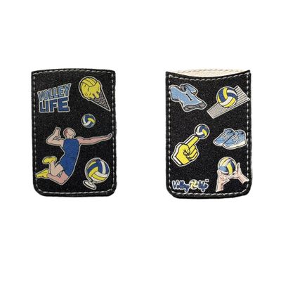 Чехол для пластиковой карты черный со стикерами