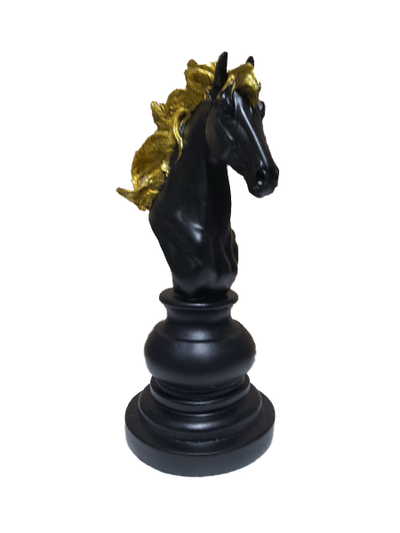 Фигурка декоративная "Шахматный конь", L14 W10,5 H26 см, черный