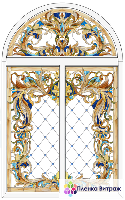 Витражная пленка, витражная пленка самоклеющаяся, пленочный витраж в русском стиле