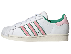Adidas Superstar White Pink Green Chenille