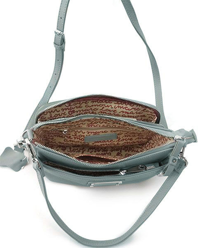 (АРТИКУЛ: 9876) СУМКА ЖЕНСКАЯ НЕБОЛЬШАЯ, НАТУРАЛЬНАЯ КОЖА, С ДВУМЯ НАРУЖНЫМИ КАРМАНАМИ, ГОЛУБАЯ, РЕМЕНЬ ЧЕРЕЗ ПЛЕЧО