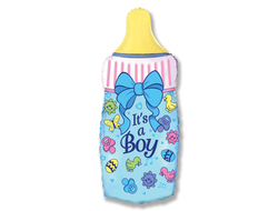 Шар (31''/79 см) Фигура, Бутылочка для мальчика, Голубой, 1 шт