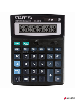 Калькулятор настольный STAFF STF-888-16 (200×150 мм), 16 разрядов, двойное питание. 250183