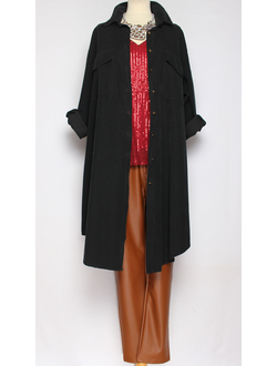 Платье-рубашка Бохо "Вельвет клёпки " чёрное до р.54