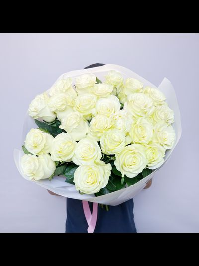 Букет белых роз Эквадор премиум 25 шт