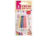 Свечи для торта 12шт, 6см с держателем