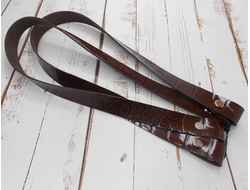 Ручки для сумки кожаные 60 см на винтах пара цвет рептилия коричневая