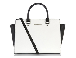 Женская Сумка Michael Michael Kors Selma Large белая с черными ручками