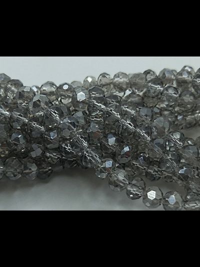Бусины стеклянные"Рондели"  8х6 мм нить 70 шт цвет дымчатое серебро