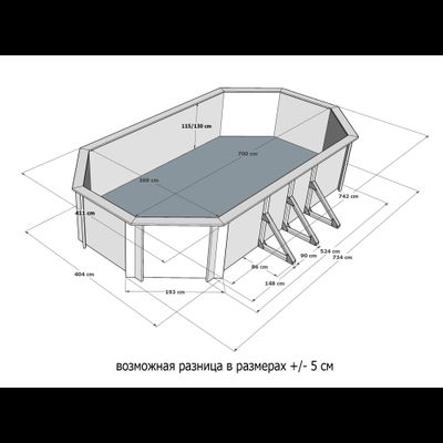Деревянный морозоустойчивый бассейн 7,0 х 3,7 м  глубиной 130 см "Байкал-2" большой от Кристалл