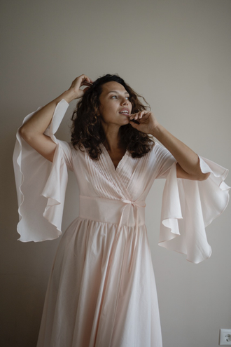 Будуарное платье-халат (персиковое)